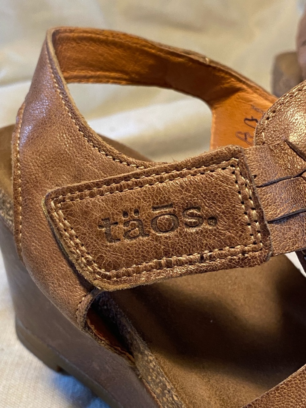 Taos Sandals Womens 8.5 Casual Strappy Slingback Wedge Brown Leather - Picture 6 of 6